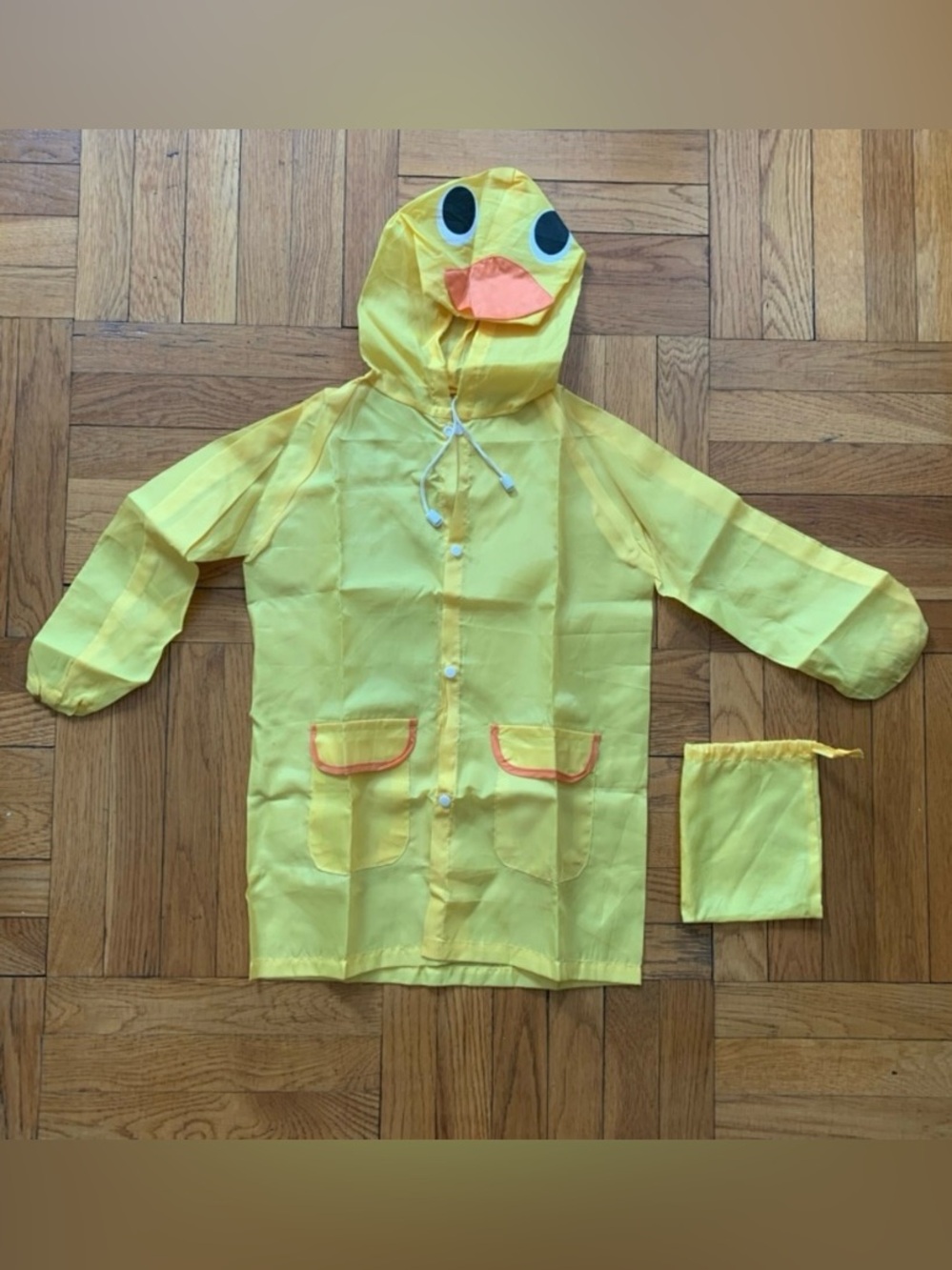 Kids Yellow Duck Packable Rain Poncho